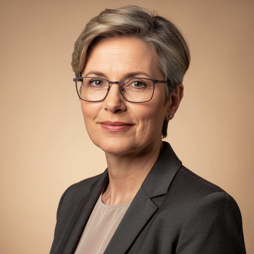 Portrait of a German female psychology researcher with glasses